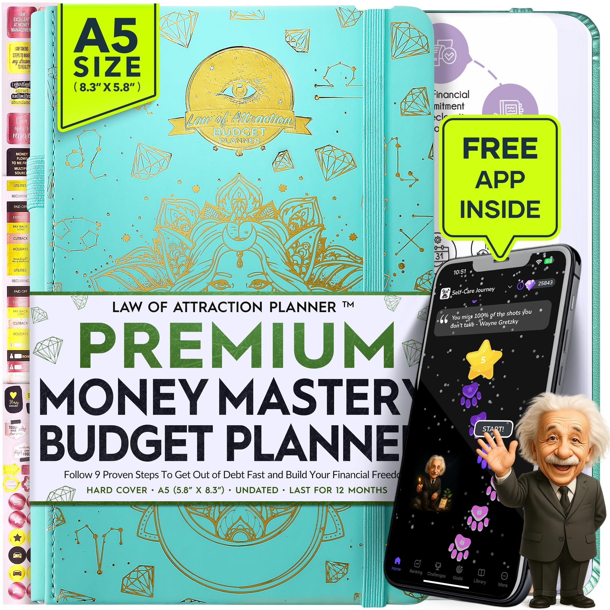 Budget Planner and Monthly Bill Organizer - Finance Planner, 12-Month Journey to Financial Freedom | Bill Payment Tracker Monthly Organizer, Money Saving & Expense Tracker | Undated Budgeting Journal