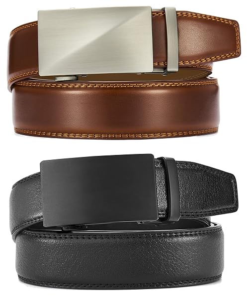 CHAOREN LEATHER RATCHET BELT MEN 2 PACK – CUSTOMIZABLE FIT, EFFORTLESS STYLE (35MM)