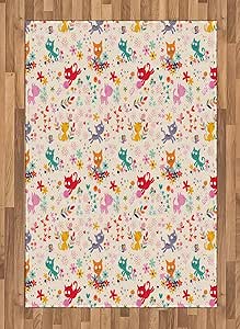 Ambesonne Alfombra para Gatito, Divertido Gatito Persiguiendo Mariposas
