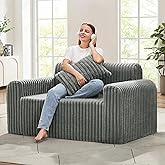 Hobestluk Couch Sofa 2-Seater Foam Sofa Loveseat for Small Spaces Comfy Sofas with Removable Cover Furry Couch with Pillows f