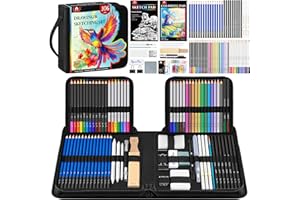 VIGORFUN 106 PCS Art Supplies Sketching Kit, Pro Drawing Pencils with 3-Color Sketchbook, Coloring Book, Colored Graphite Charcoal Watercolor & Metallic Pencils, Drawing Supplies Gifts for Artists Adults Kids
