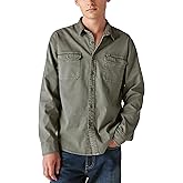 Lucky Brand Mens Corduroy Collar Washed Long Sleeve Shirt