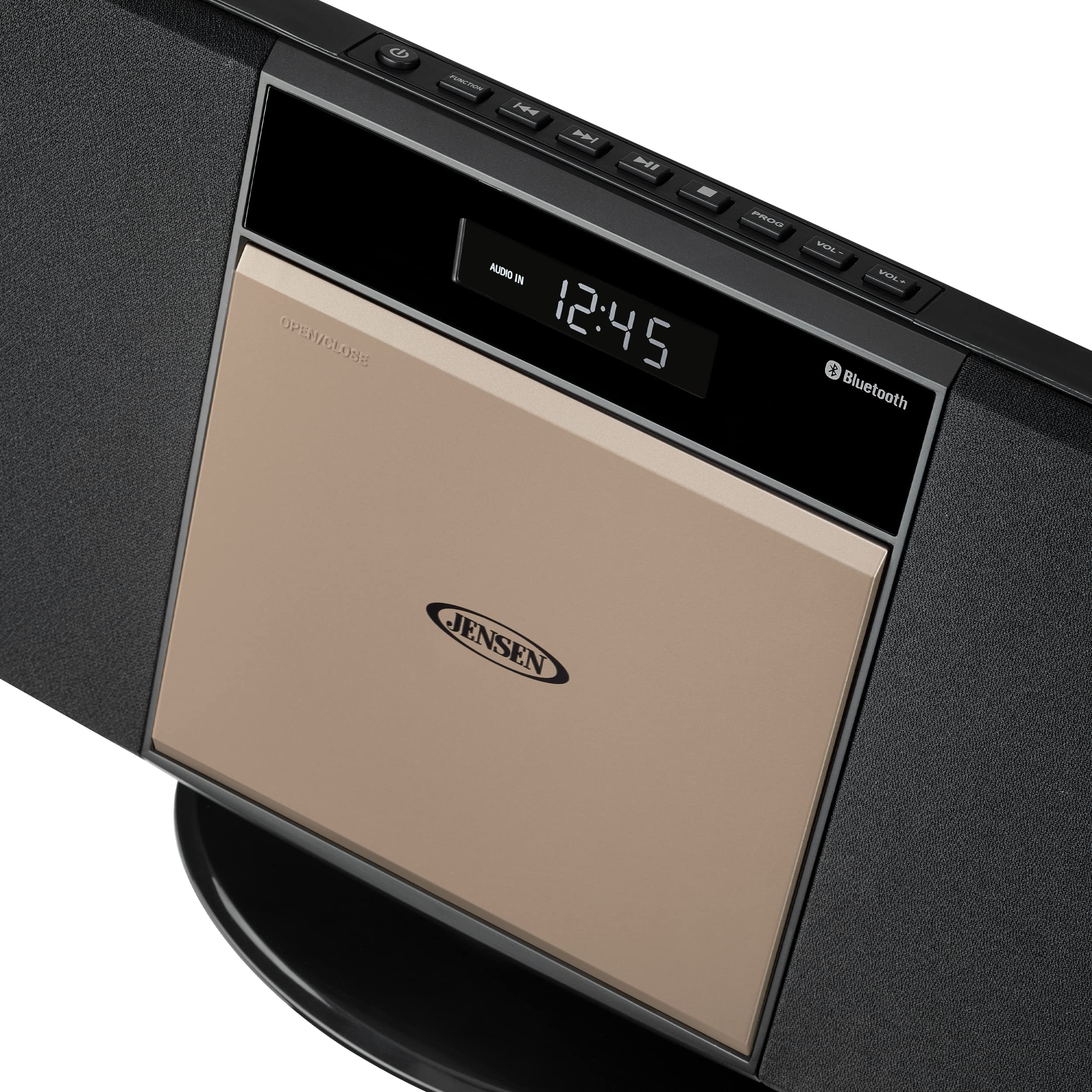 Jensen JBS-300 Champagne Gold Modern Bluetooth Stereo Music System for Home with CD/MP3/WMA Player Wireless Streaming USB Port for MP3 Playback | AM/FM Stereo (Remote Included) (Limited Edition)