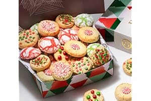 BONSELA Christmas Gifts Gourmet Assorted Cookies Handmade Cookies Gift Basket with Sprinkles Peppermint Candy Xmas Cookies Ideal Gifts for Women Gift Giving, Holiday Cookies 46oz Kosher Fresh Baked