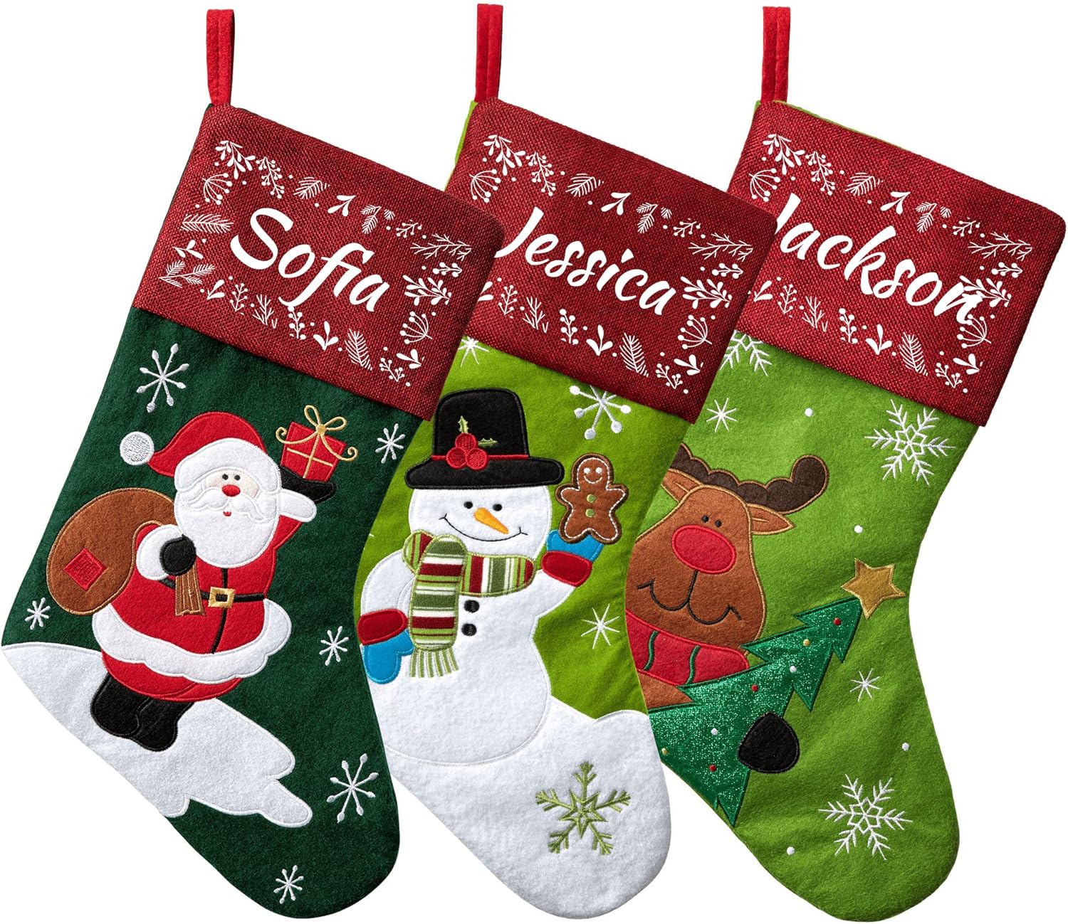 Stockings & Holders - LIYIVESU Personalized Christmas Stockings Custom Stocking with Names for Xmas Holiday Decoration Ornaments