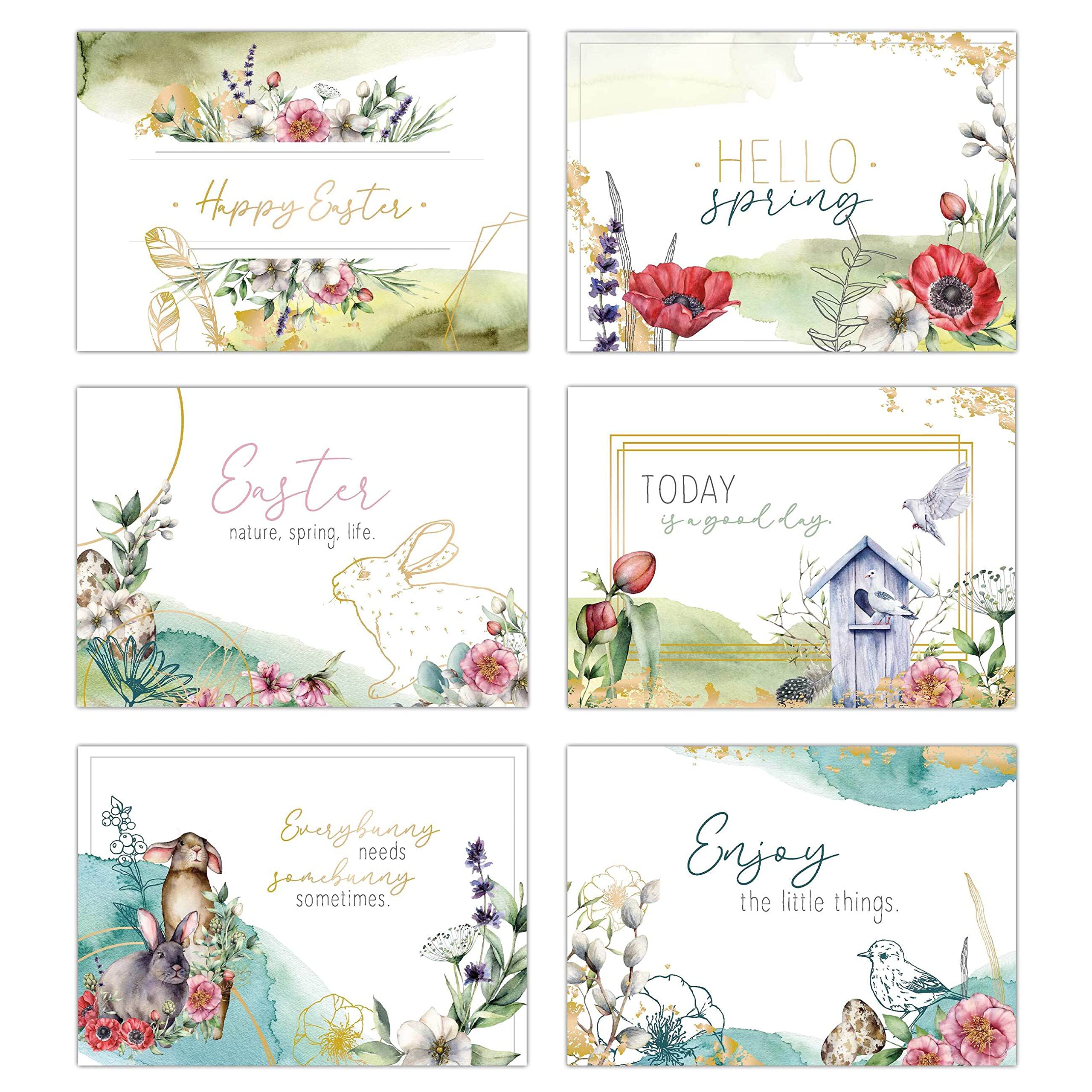 Papierdrachen 12 Easter Cards for Sending and Collecting – Lovingly Designed Postcard Set Watercolour – Greeting Card Set – Easter – Set 17