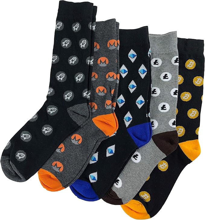 Cryptocurrency Crypto Socks 5 Pair Set Variety Pack