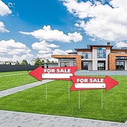 For Sale Red Arrow Signs with Stakes-16 x 5 in