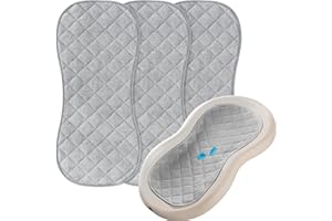 COLDWIND Changing Pad Liner Waterproof 3 Pack Quilted Thicker, Fits for Peanut Shape Changing Pad, Soft Viscose Terry Surface, Non-Slip Design Reusable Pad Liners Machine Washable, Gray