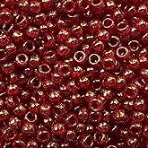 Pony Beads Red Garnet Glitter Sparkle Crow Beads Made in USA 6x9mm Large Hole
