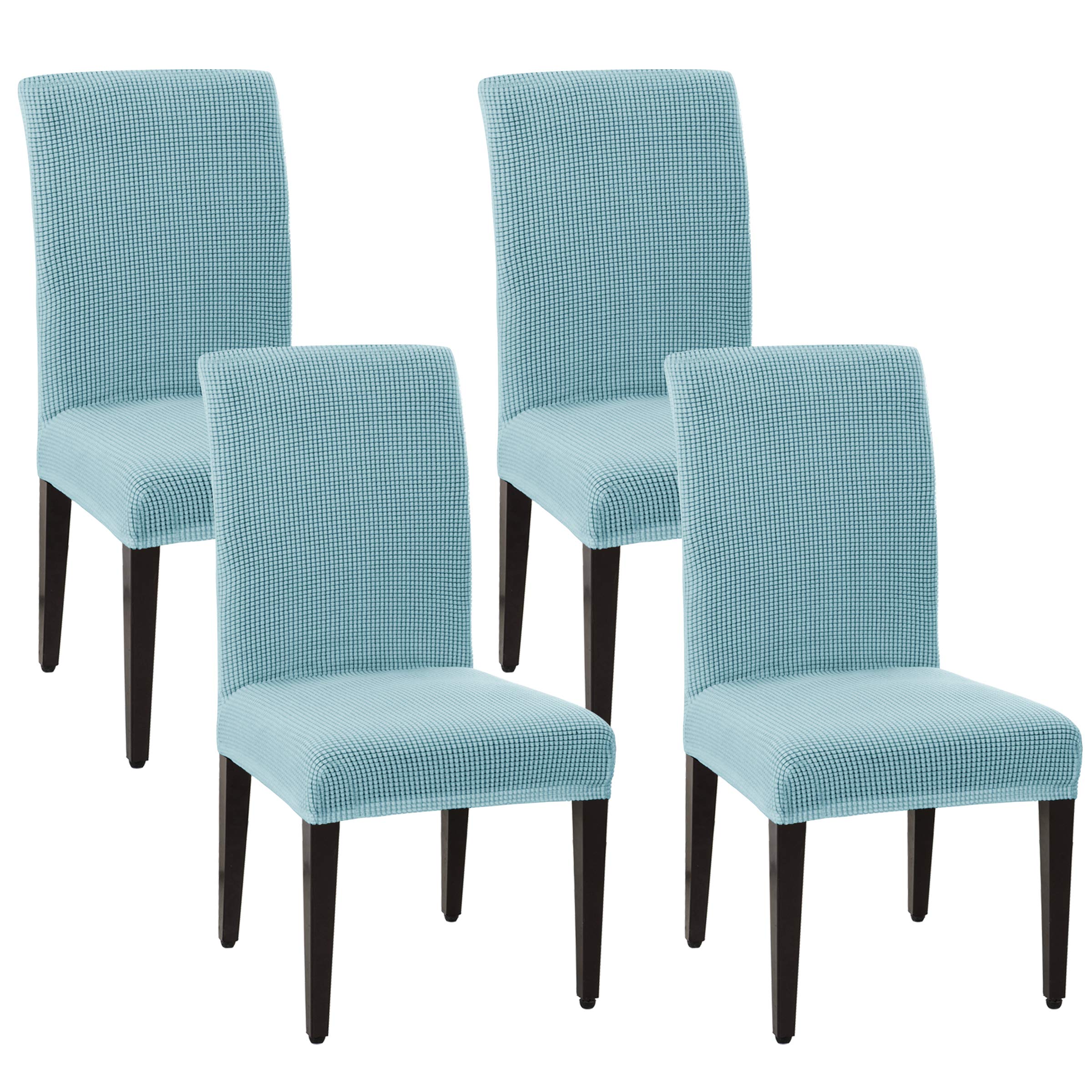 SU SUBRTEX Stretch Dining Chair Covers for Dining Room Chairs Jacquard Chair Slipcovers Removable Washable Short Dining Chair Protector for Party/Wedding, light blue