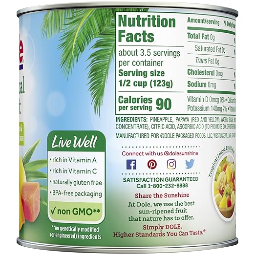 Dole Canned Fruit Nutrition Facts Besto Blog