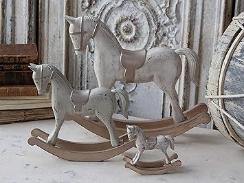 Chic Antique 29cm 1x Pferd Schaukelpferd Champagner Silber
