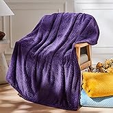 NEWCOSPLAY Super Soft Twin Blanket Dark Purple Premium Silky Flannel Fleece Leaves Pattern Lightweight Bed Blanket All Season Use (Dark Purple, Twin(60"x80"))