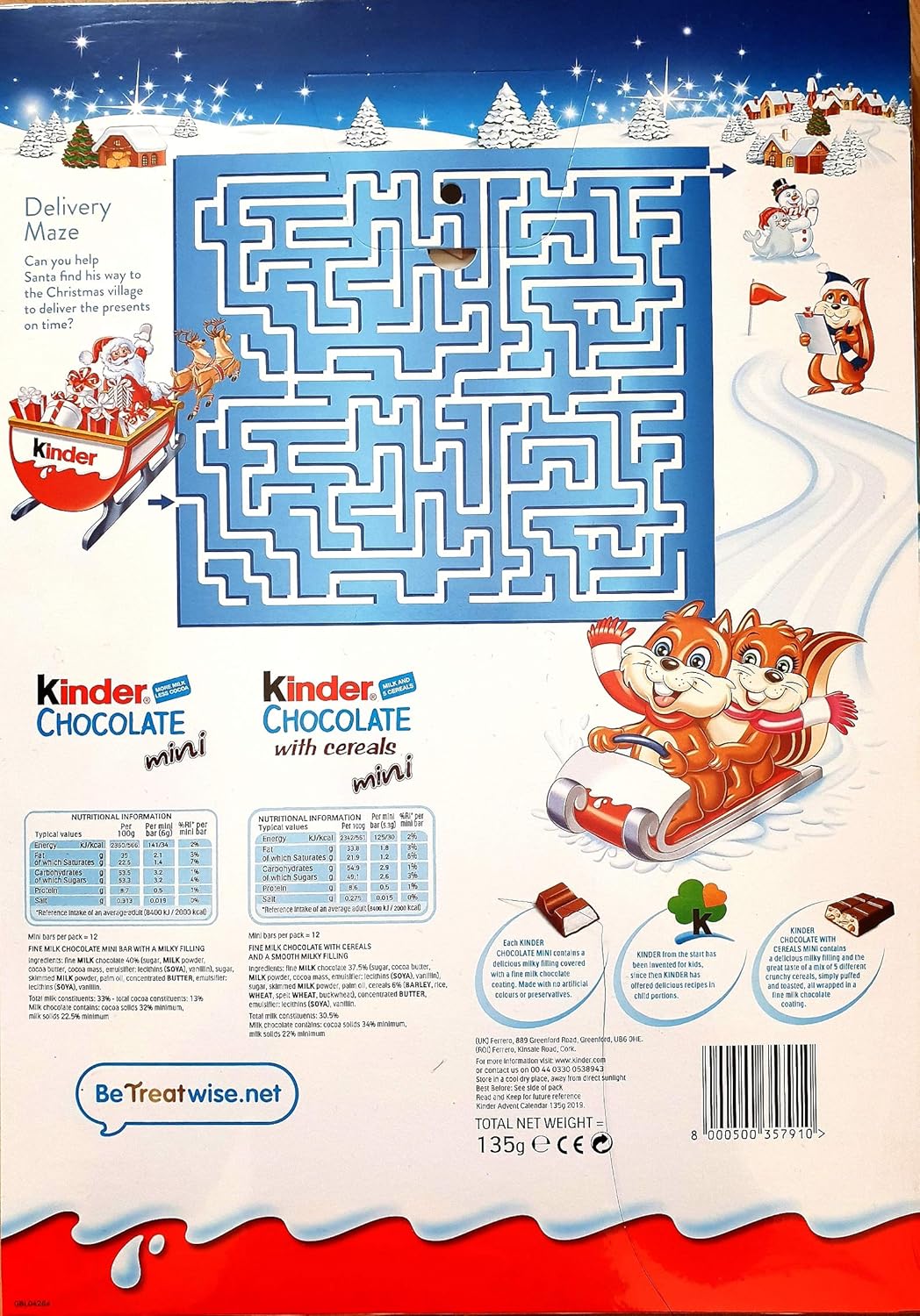 Kinder Chocolate mini Advent Calendar 24 Chocolates behind the door Perfect for the countdown to Christmas 135g - Image 3