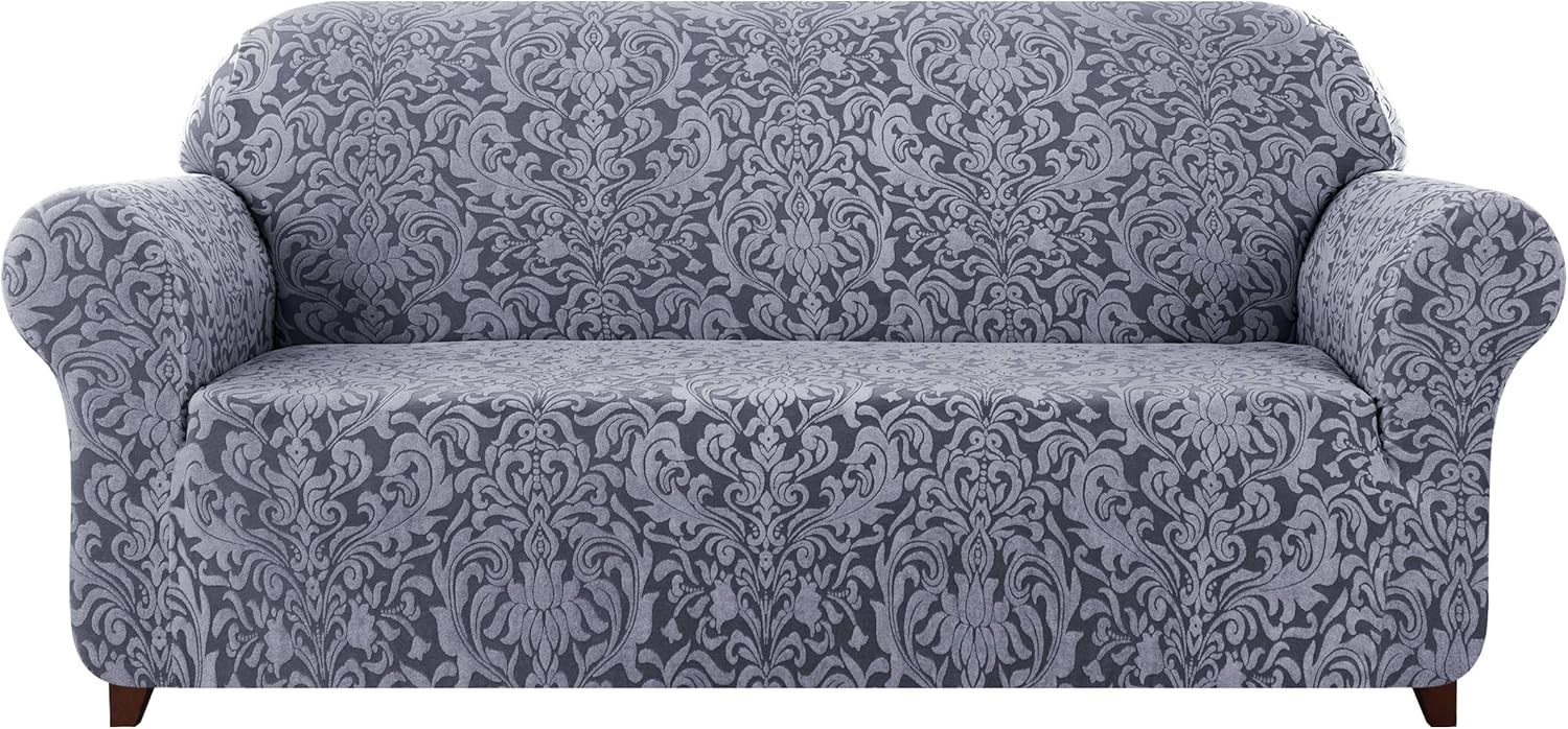 subrtex 1-Piece Damask Sofa Slipcover 1,2,3 Seater Jacquard Sofa Cover High Elastic Stretch Furniture Protector (Loveseat