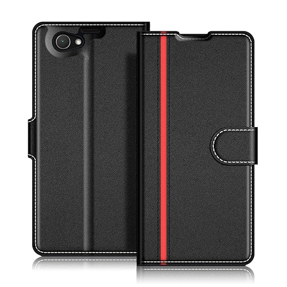 Coodio Sony Xperia Z1 Compact Hülle Leder Lederhülle Ledertasche Wallet Handyhülle Tasche Schutzhülle mit Magnetverschluss / 