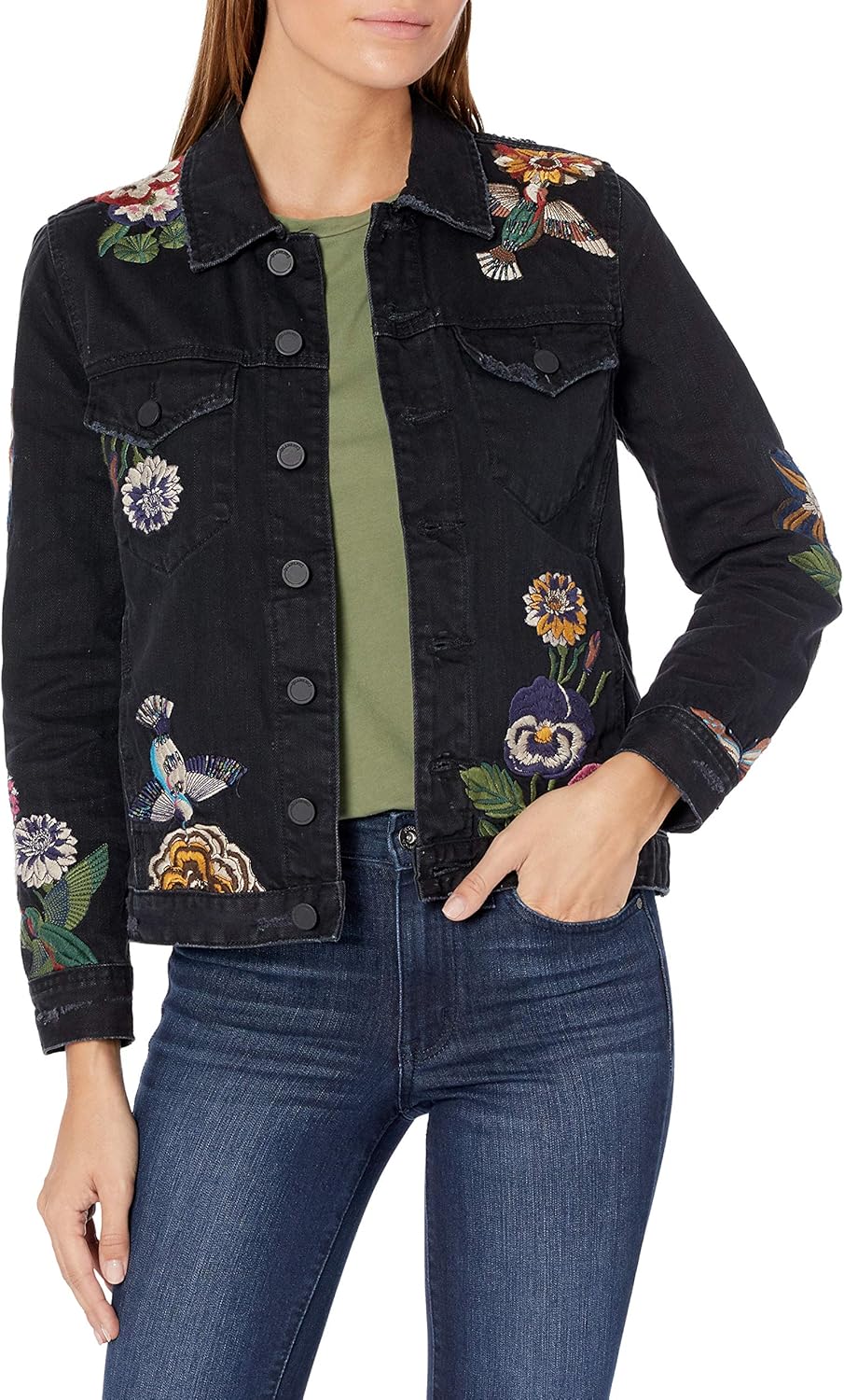 embroidered denim jacket amazon