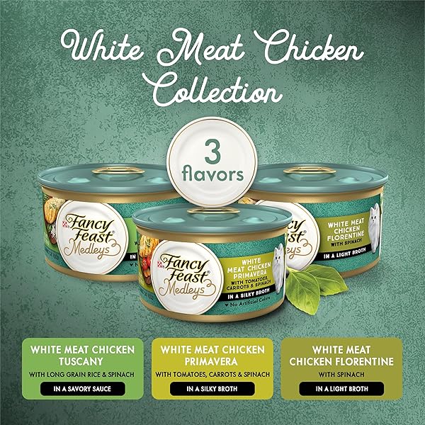 PURINA FANCY FEAST WET CAT FOOD VARIETY PACK, MEDLEYS WHITE MEAT CHICKEN IN SAUCE COLLECTION – (PACK OF 12) 3 OZ. CANS
