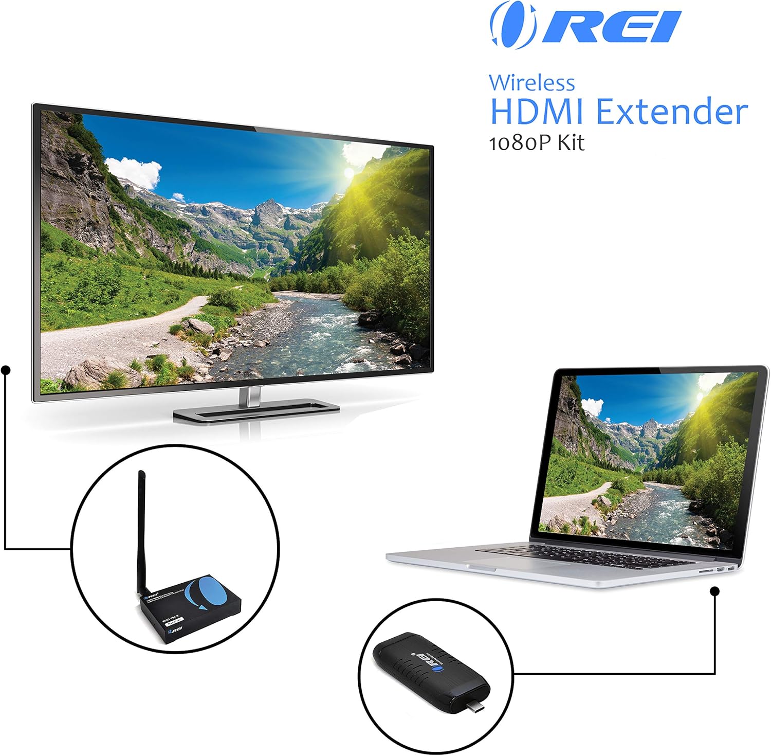 Wireless HDMI Extender Transmitter & Receiver Dongle 1080P Kit Type USB-C to HDMI by OREI - Up to 50 Ft - Perfect for Streaming from Laptop, PC, Presentation, Switching, Power Point: Home Audio & Theater