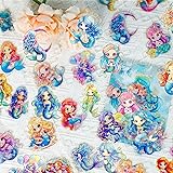 30 Pieces Cute Holographic Mermaid Stickers