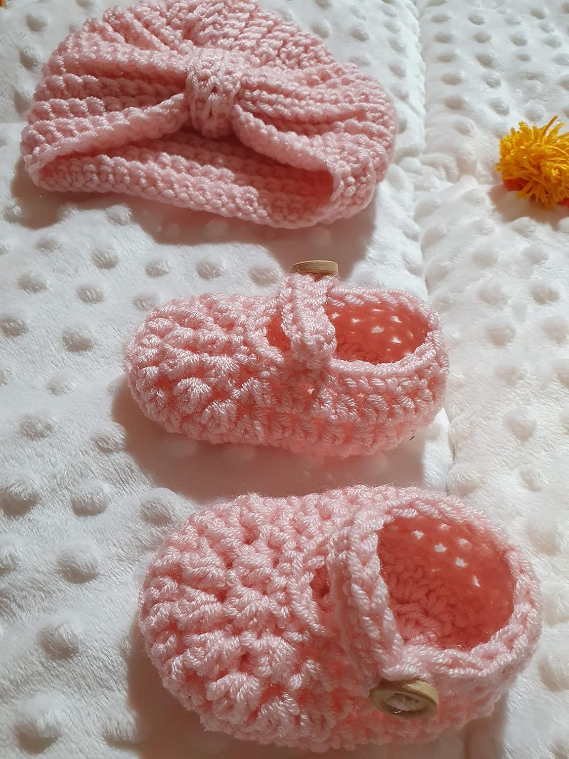 turbante uncinetto ballerine neonata prima nascita primo cambio turbante  cappellino baby lana bebè 0-3 mesi bimba natale Scarpine Infanzia  urban-earth.co.uk