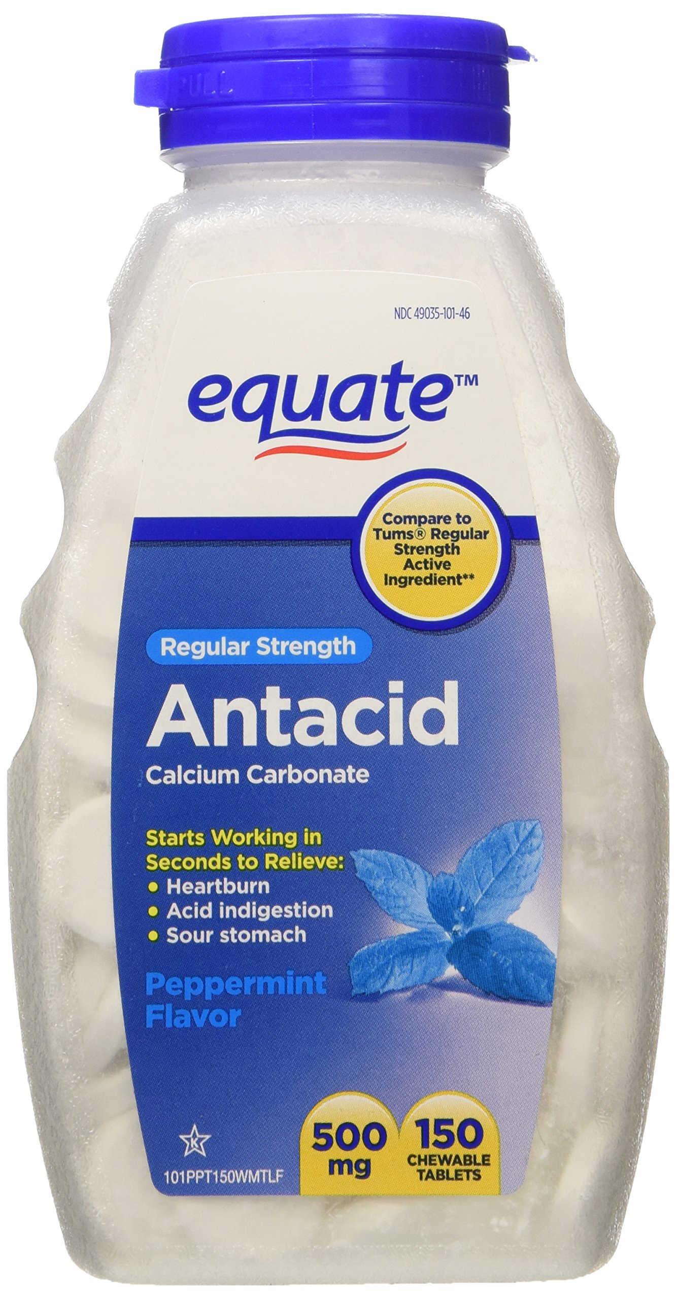 Equate Antacid Tablets, Regular Strength 500 mg, 150 Chewable Tablets