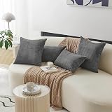 Home Brilliant Dark Grey 60x60 Cushion Covers 2 Pcs Velvet Texture view 3