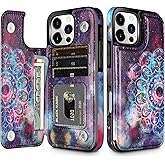 HianDier for iPhone 16 Pro Max Case Wallet with Card Holder PU Leather with Magnetic Closure for Women Shockproof Protective Phone Case for iPhone 16 Pro Max-Mandala