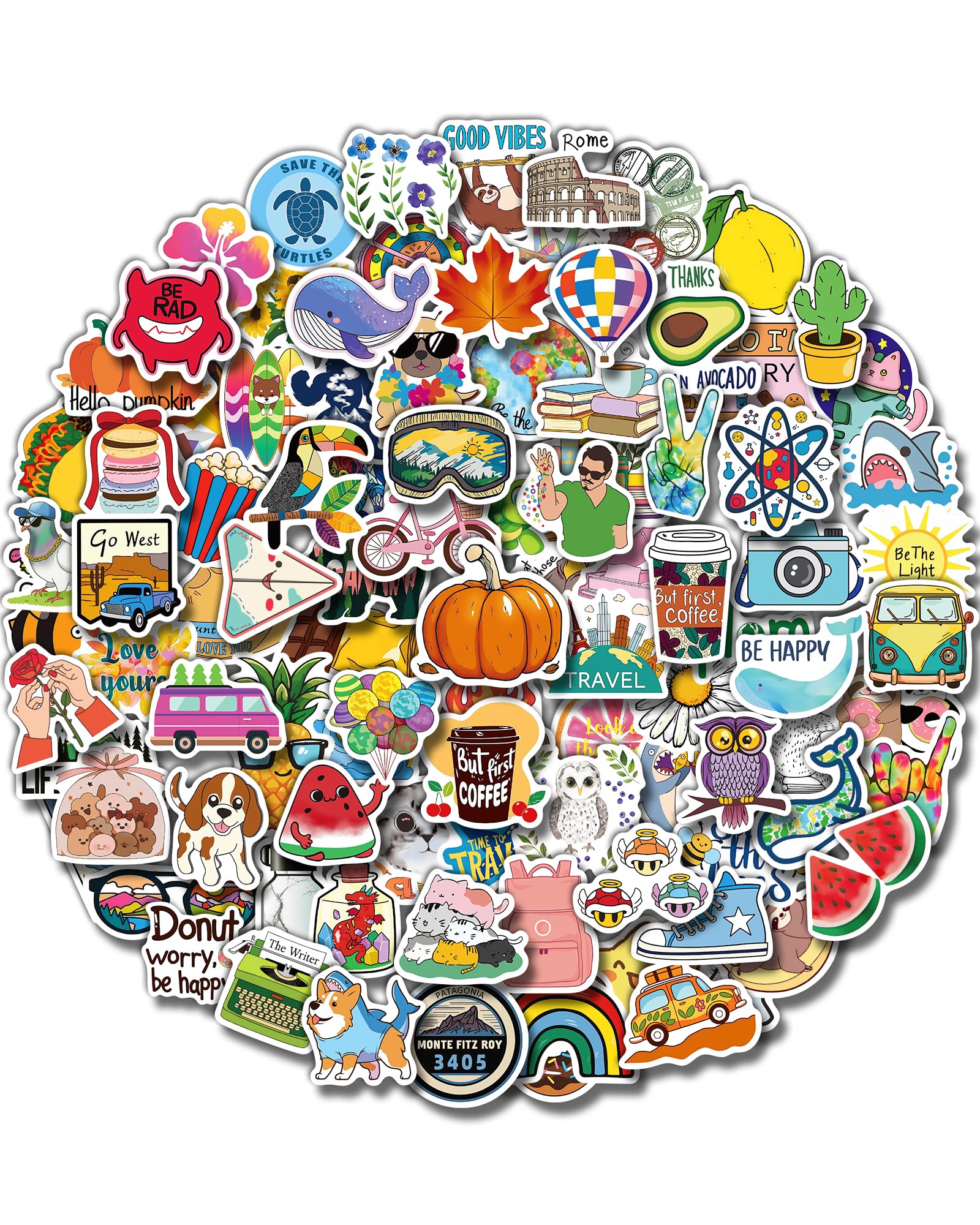 Photo 1 of 100 Pcs Water Bottle Stickers, Waterproof Stickers for Laptop Skateboard Notebook Vsco Vinyl Cute Aesthetic Sticker for Car Decal Phone Kids Party Favors Sticker for Kids Teens Girls