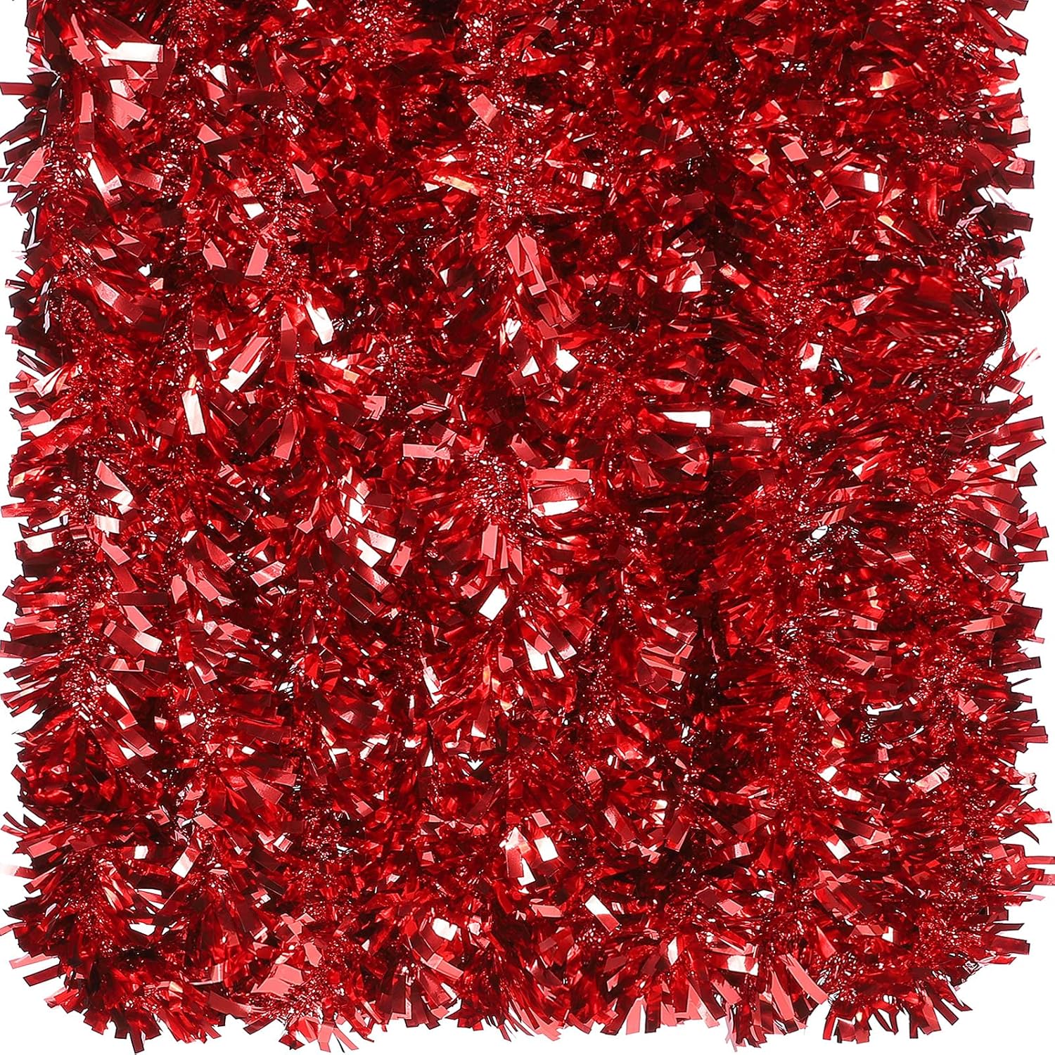 Wreaths, Garlands & Swags - 100 ft Christmas Tinsel Garland Christmas Tree Decorations Christmas Garland Ornament Glitter Tinsel Twist Garland Metallic Streamer Outdoor Hanging Garland for Wedding Birthday (Red)