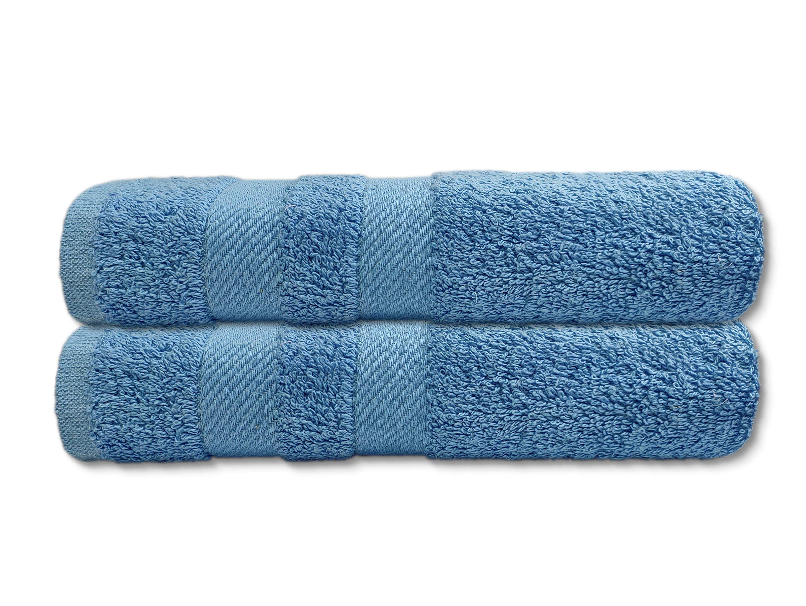 A & B TRADERS Cotton Hand Towels 600 GSM Soft Thick Easycare Multipurpose Daily Use bathroom Gym Spa Salon Sports Towels (Sky, 2)