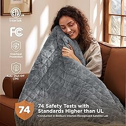 Bedsure Heated Blanket Throw Blanket - Quilted