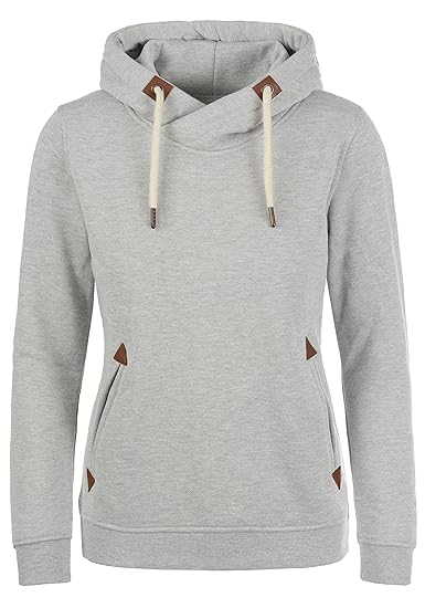 DESIRES VickyHood Damen Hoodie Kapuzenpullover Pullover Mit Kapuze Cross-Over-Kragen Und Fleece-Innenseite
