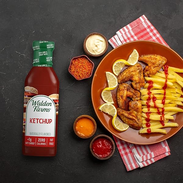 WALDEN FARMS KETCHUP – ZERO CALORIE, SUGAR FREE, KETO & NO CARB CLASSIC TOMATO CONDIMENT FOR BURGERS, FRIES & MORE – 2-PACK, 12 OZ BOTTLES