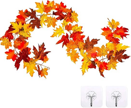 Whaline Feuilles D Erable Guirlande Automne Artificielle Feuilles D Erable Guirlande Pour La Maison Jardin Decoration Murale Decoration De Fete De Mariage Amazon Fr Cuisine Maison