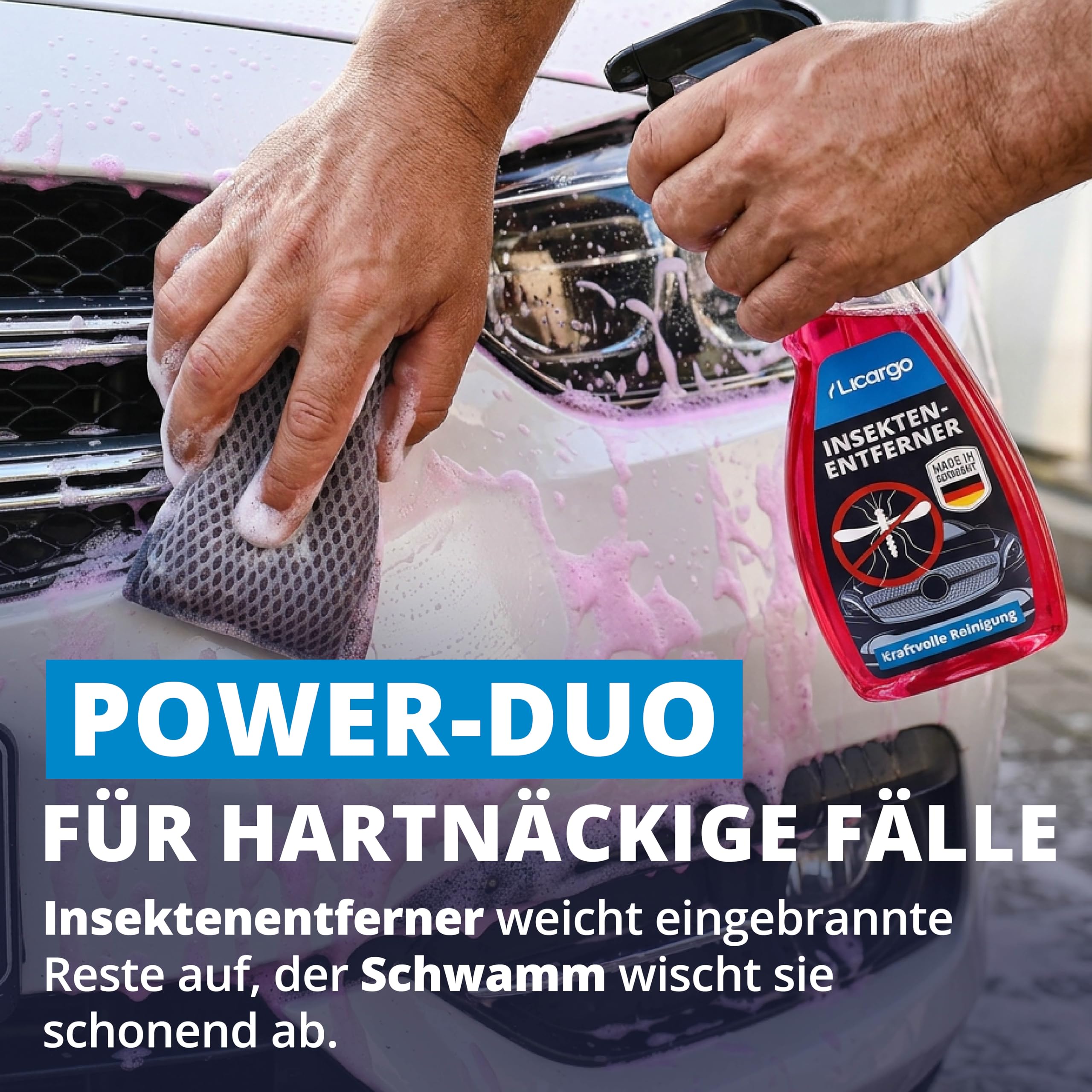 LICARGO Insektenschwamm Auto 3er Set – Mikrofaser-Waben für lackschonende Reinigung – Entfernt Insektenreste, Vogelkot & Baumharz von Glas, Lack & Kunststoff – Fliegenschwamm Auto 13 x 8 cm 7