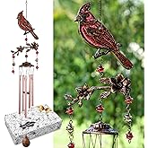 Wind Chimes for Outside, Wind Chimes Outdoor Clearance, Soothing Tones Outdoors, Cardinal Wind Chime, Memorial, Sympathy Gift, Patio, Porch, Home Décor, Modern, Art Décor, Bronze (32" Cardinal)
