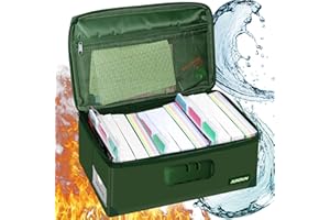 JUNDUN Index Card Holder with Lock,Collapsible Fireproof Index Card Box fits 1200 3x5-Inch Flash Cards - Business, Recipe, or Note Card Storage Boxes - Green