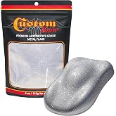 Custom Shop Metal Flake for Automotive Paint, Chrome Silver .015", 4 oz. | Standard Size Metal Flakes for Car Paint, UV Resistant Glitter Paints Additive for Epoxy Resin &amp; Custom Finishes