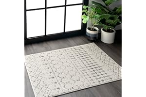 nuLOOM 3x5 Moroccan Blythe Area Rug, Boho Geometric Diamonds, Non-Shedding, Easy to Clean for Living Room Bedroom Dining Room Kitchen, Grey/Off-white