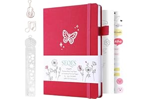 SeQeS Bullet Dotted Journal - A5 Dot Grid Notebook with pages number,160gsm Bleedproof Paper,Silver Edge and Fabic for Personal Organizers, Bullet Journals, and journaling-Butterfly