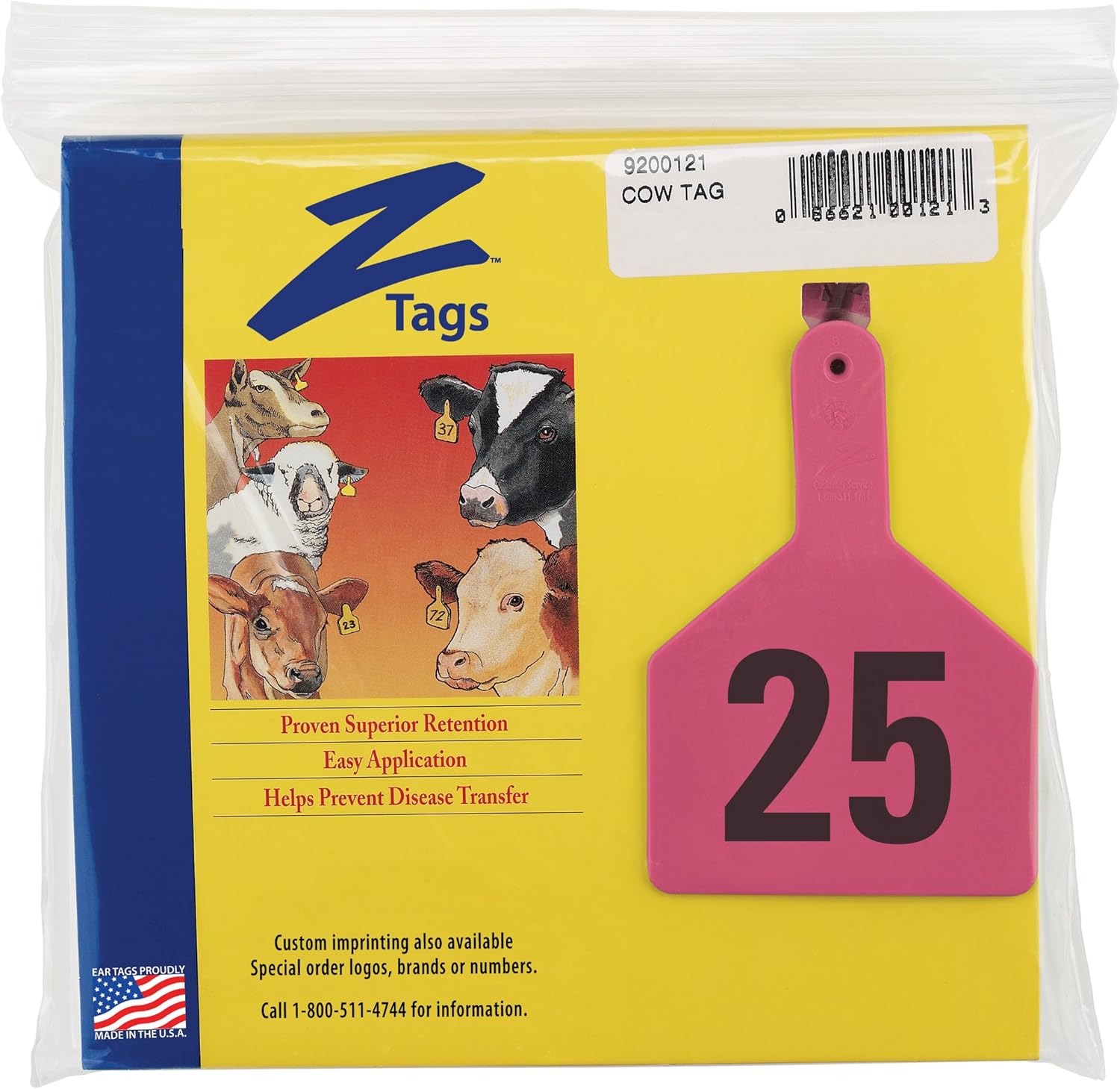 Z Tags 1Piece PreNumbered Laser Print Tags for Cows