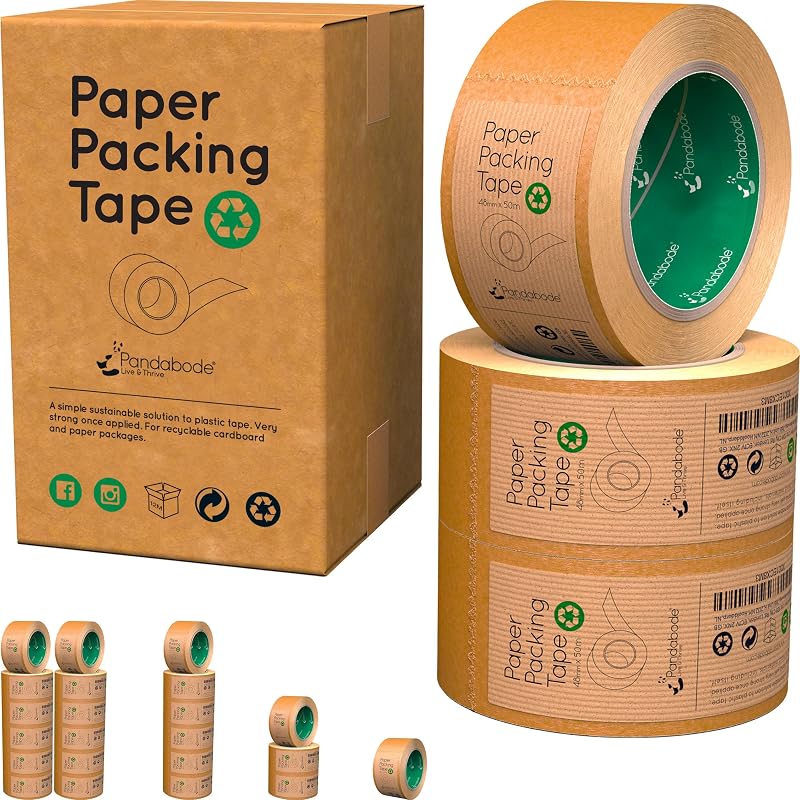 Pandabode Kraft Paper Packing Tape 48mm x 50m Brown 1/3/6/12 Pack