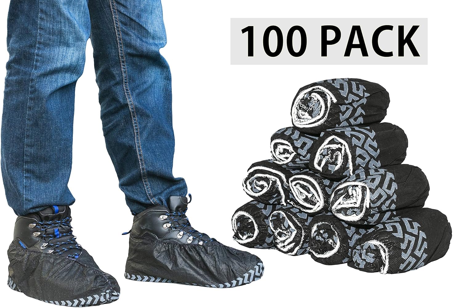 black disposable shoe covers