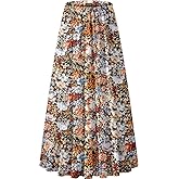 NASHALYLY Women's Chiffon Elastic High Waist Pleated A-Line Flared Maxi Skirts