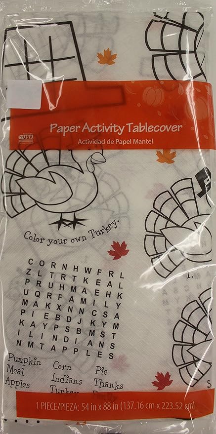 Amazon Com Thanksgiving Table Cloth Paper Childrens Activity Tablecover Health Personal Care