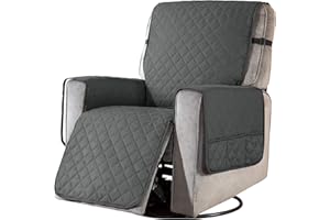 subrtex Recliner Chair Cover for Large Reclining Chair Slipcover Seat Width to 28 Inch Reversible Washable Protector with Elastic Adjustable Straps for Kids Pets (Large Recliner, Gray)
