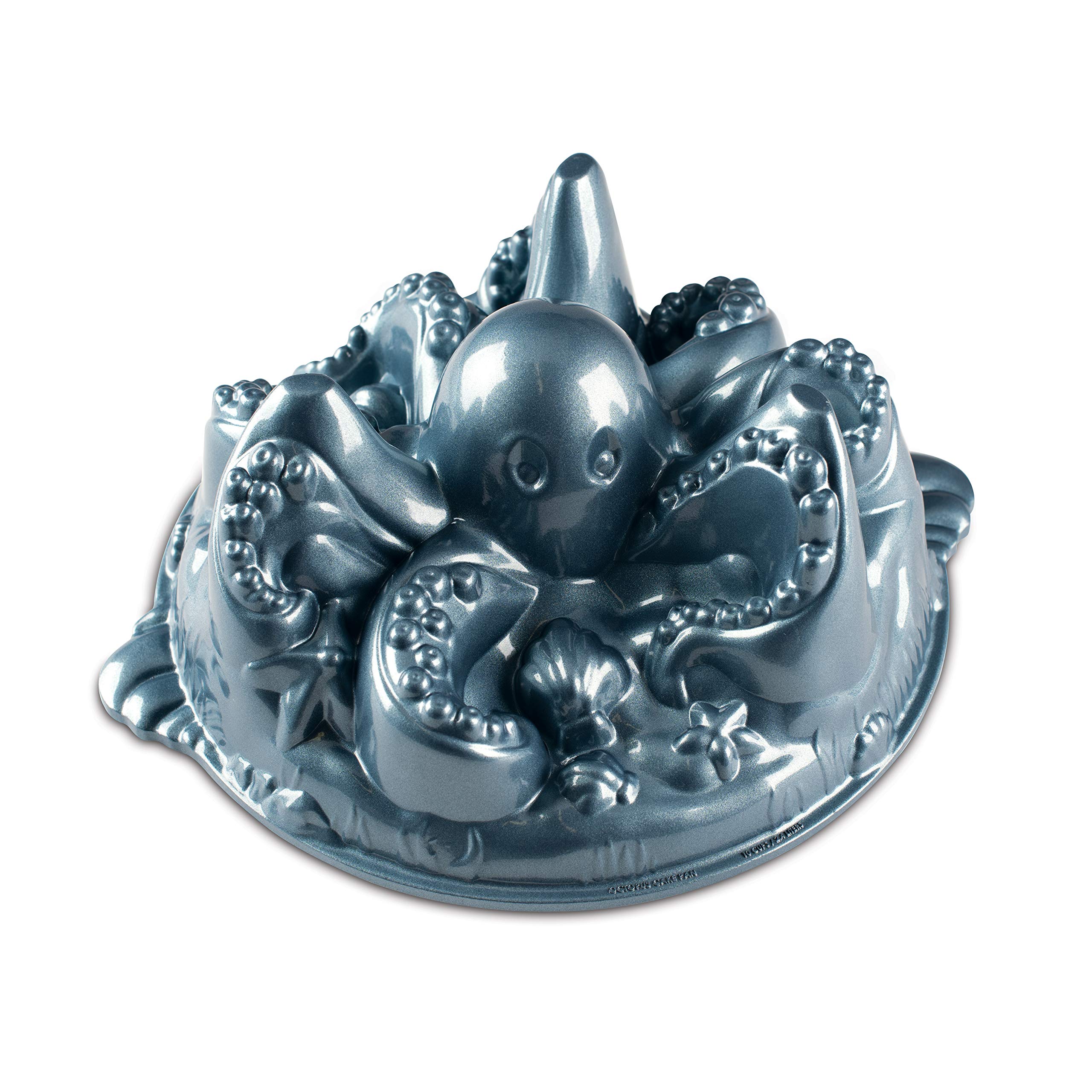 Nordic Ware 57024 Octopus Non Stick Cake Tin, Octopus Shaped Cake Mould, Made from Cast-Aluminium, Made in The USA, Colour: Blue, 10 Cup Capacity
