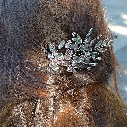 Amazon Com Pink Rhinestone Bridal Hair Comb Headpiece Crystal